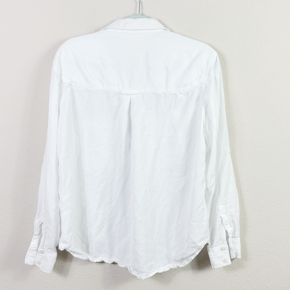 Zara Basic Denim White Button Down Shirt With Poc… - image 2